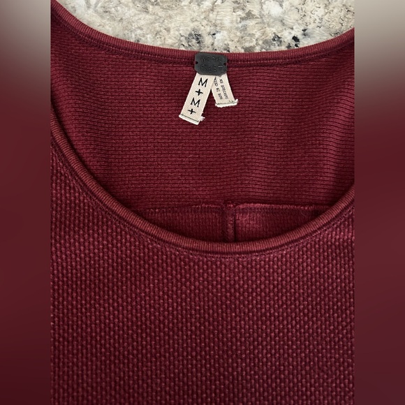 Free People We The Free Sunnie Valley Cuff Thermal Top Boho Maroon Rust Size M - Picture 11 of 14